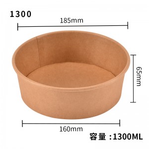 Disposable takeaway shallow kraft soup salad paper bowl