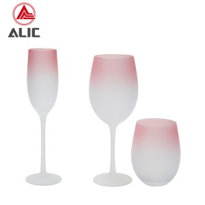 Hand Blown Red Wine Glass Goblet 520ml G123KH-A2 matt finish with pink color 520ml