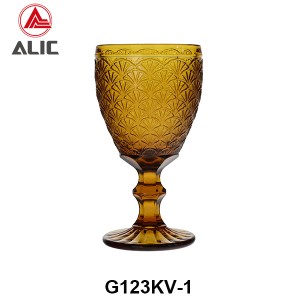 High Quality Patterned Glass Wine Goblet in various colors G123KV-1