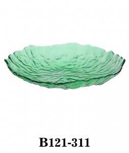 Glass Bowl and Platter B121-310/B121-311 Glacier style in green color several sizes