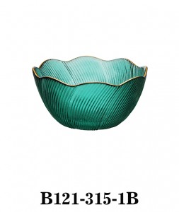 Handmade Flower Shaped Glass Bowl B121-315 with Gold Rim in different colours