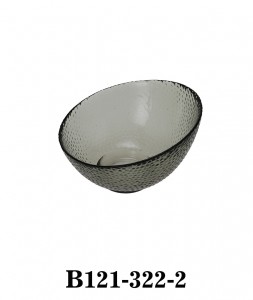 Handmade Modern Textured Slanted Glass Bowl B121-322 in Smoky colour two sizes available