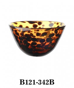 Handmade High Quality Glass Bowl Serving Bowl Salad Bowl B121-342 amber color with dark dots decoration