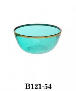 Glass Bowl B121-52/53/54 in Turquoise colour with gold rim