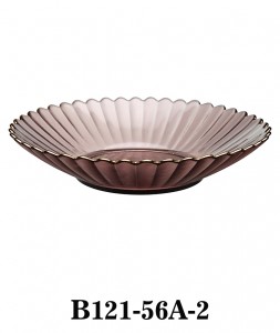 Petaloid Glass Bowl B121-56 in Smoky colour or  Tea colour / Turquoise colour with gold rim or Clear colour