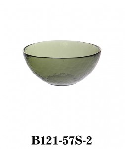Hot Sale Good Quality Handmade Textured Glass Bowl for Table, Gift or Party in metalic gold colored rim or in black color B121-57