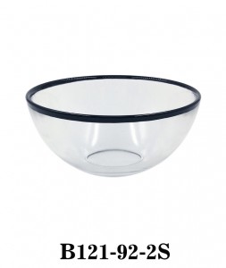 Glass Mixing Bowl Serving Bowl B121-92 brush stroke rim same style of charger plate supplible