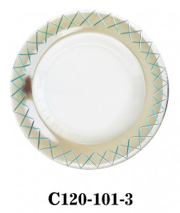 Round Clear Glass Charger Plate with hand carved and colored lines border for Table Party or Rental C120-101