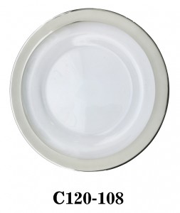 High Quality Clear Glass Charger Plate with wide silver rim for Table Party or Rental C120-108