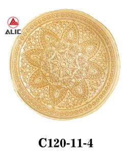 Wholesale High Quality Elegant Silver Golden Beaded Rim Round Home Wedding Glass Charge Party Plates Event Plates C120-11