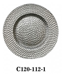 High Quality Glass Charger Plate Hammer in metalic grey and golden color for Table Party or Rental C120-112