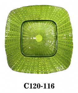 High Quality Square Glass Charger Plate in green color for Table Party or Rental C120-116