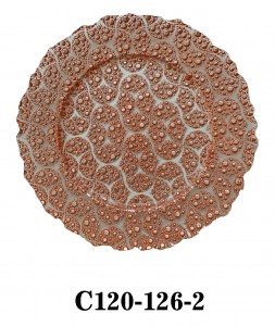 Luxury High Quality Bubbled Glass Charger Plate in gold/copper/silver/clear colours for Table Party or Rental C120-126