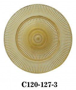Luxury High Quality Radial Style Glass Charger Plate in gold/copper/silver colours for Table Party or Rental C120-127