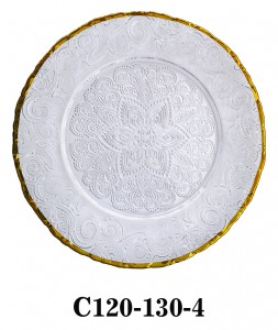High Quality Vintage Glass Charger Plate in black/gold/clear colours for Table Party or Rental C120-130