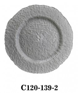 Handmade Textured Glass Charger Plate in gold/silver color for Table Party or Rental C120-139