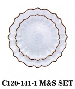 Luxury Hammered Clear Glass Charger Plate with rosegold rim for Table Party or Rental C120-141