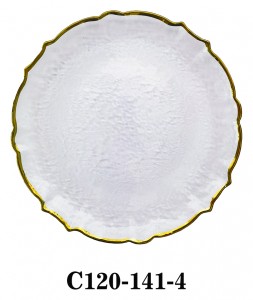 Luxury Hammered Clear Glass Charger Plate with rosegold rim for Table Party or Rental C120-141