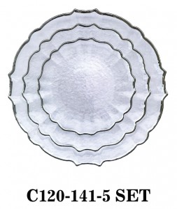 Luxury Hammered Clear Glass Charger Plate with rosegold rim for Table Party or Rental C120-141