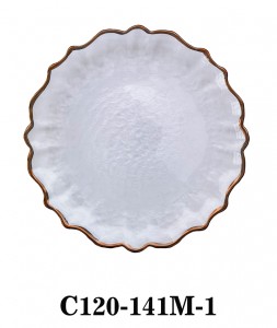 Luxury Hammered Clear Glass Charger Plate with rosegold rim for Table Party or Rental C120-141