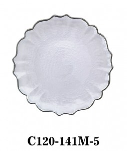 Luxury Hammered Clear Glass Charger Plate with rosegold rim for Table Party or Rental C120-141