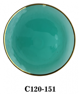 Handmade Turquois Glass Charger Plate with golden rim for Table Party or Rental C120-151