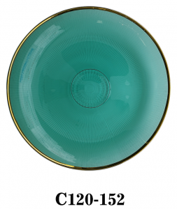 Vintage Handmade Turquois Glass Charger Plate with golden rim for Wedding Party or Rental C120-152