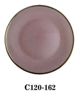 Pink Textured Glass Charger Plate with gold rim for Table Party or Rental C120-162