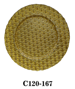 Vintage Glass Charger Plate in gold color for Table Party or Rental C120-167