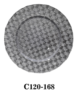 Vintage 13″ Glass Charger Plate in Silver color for Table Party or Rental C120-168