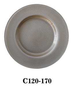 Textured 13″ Glass Charger Plate in bronze color for Table Party or Rental C120-170