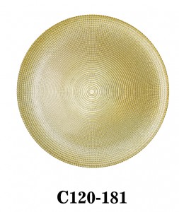 13″ Glass Charger Plate in golden color for Party or Rental C120-181