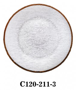 Glass Charger Plate C120-211 Streaky style with gold/silver/copper color rim