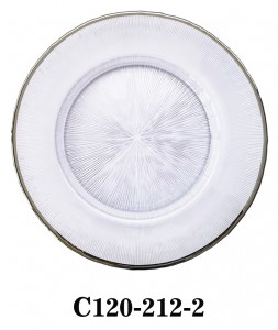 Glass Charger Plate C120-212 Starburst style with gold/silver/copper color rim or full colored