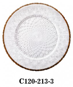 Vintage Handmade Glass Charger Plate Weaved style with gold/silver/bronze rim for Table Party or Rental C120-213