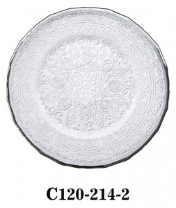 High Quality Luxury Glass Charger Plate Arabian style in copper/silver/gold rim for Table Party or Rental C120-214