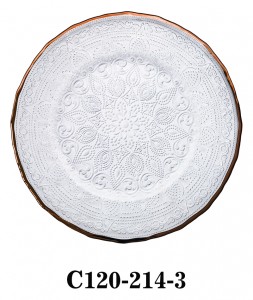 High Quality Luxury Glass Charger Plate Arabian style in copper/silver/gold rim for Table Party or Rental C120-214