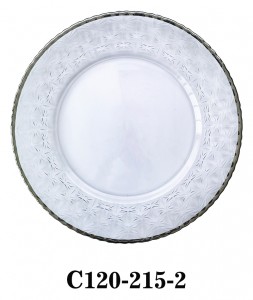 High Quality Luxury Glass Charger Plate with copper/silver/gold rim for Table Party or Rental C120-215