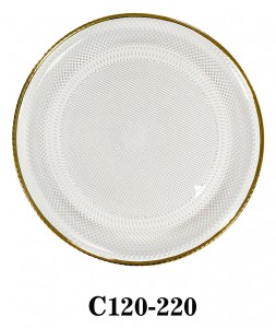 Handmade Clear Glass Charger Plate with Gold rim decoration for Table Party or Rental C120-220