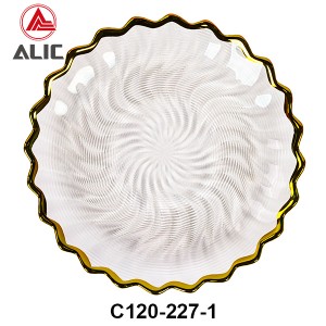 Handmade Glass Charger Plate with gold rim set of 4 # C120-227-1