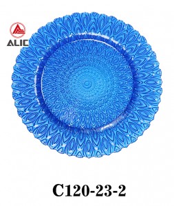 High Quality Handmade Glass Charger Plate with peacock feather style multicolor Luxury for party/rental C120-23