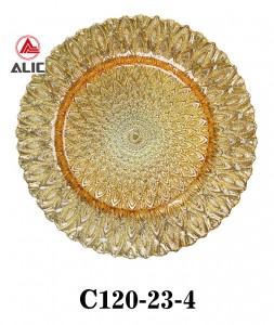 High Quality Handmade Glass Charger Plate with peacock feather style multicolor Luxury for party/rental C120-23