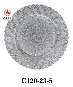 High Quality Handmade Glass Charger Plate with peacock feather style multicolor Luxury for party/rental C120-23