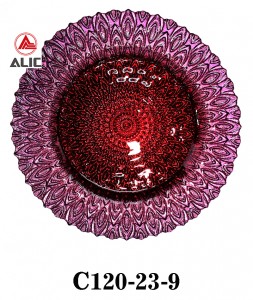 High Quality Handmade Glass Charger Plate with peacock feather style multicolor Luxury for party/rental C120-23