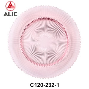 Handmade Glass Charger Plate in pink color set of 3 # C120-232-1