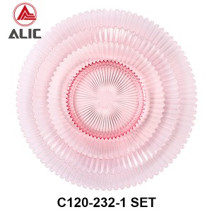 Handmade Glass Charger Plate in pink color set of 3 # C120-232-1