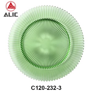 Handmade Glass Charger Plate in green color set of 3 # C120-232-3