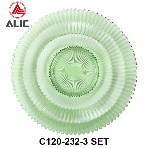 Handmade Glass Charger Plate in green color set of 3 # C120-232-3