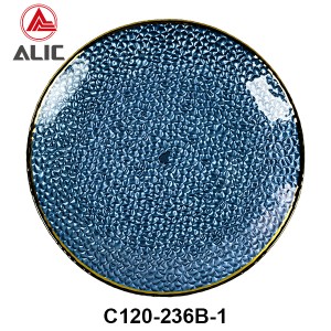 Handmade Hammered Glass Charger Plate in blue color set of 3 # C120-236B-1