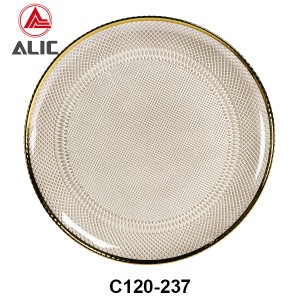 Handmade Glass Charger Plate with gold rim # C120-237